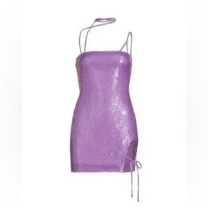 David Koma Strappy Sequined Mini Dress in Lilac